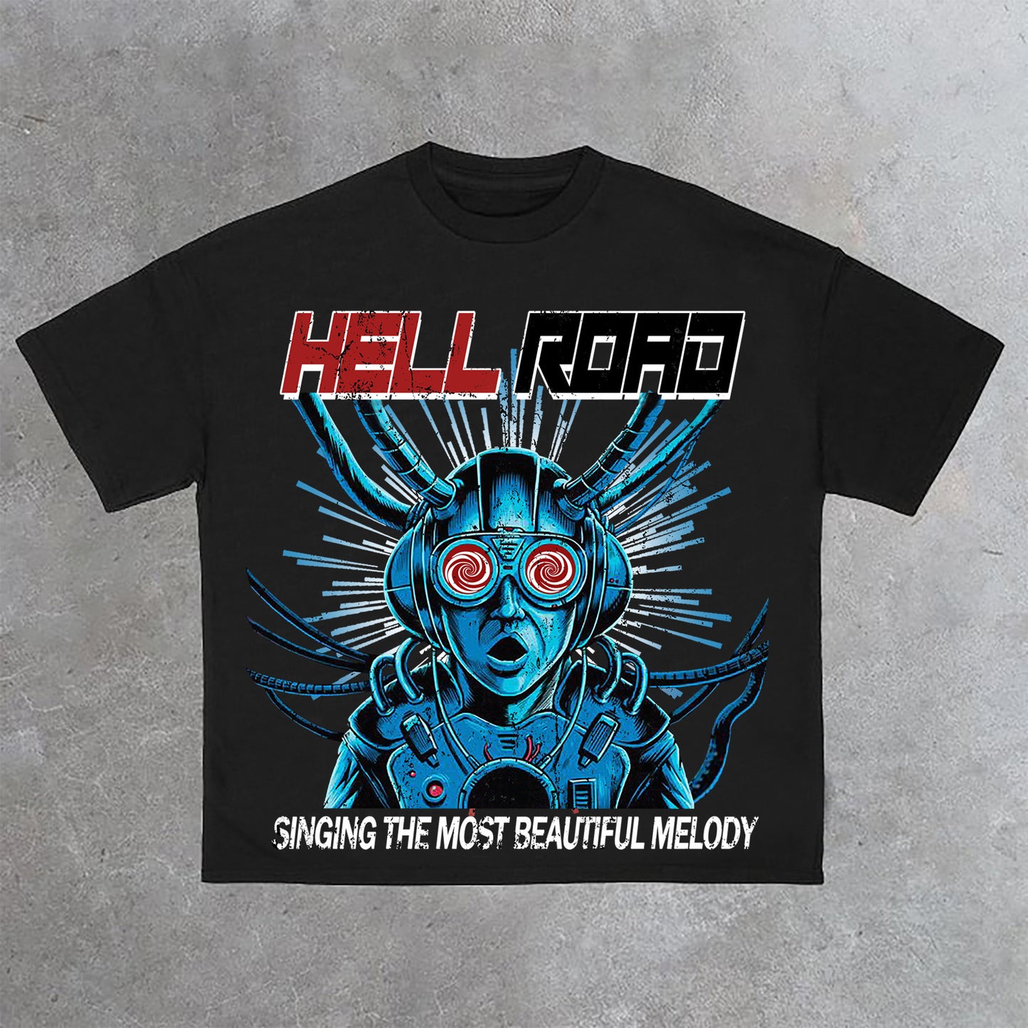 Hell Road Vintage Portrait Print Cotton T-Shirt