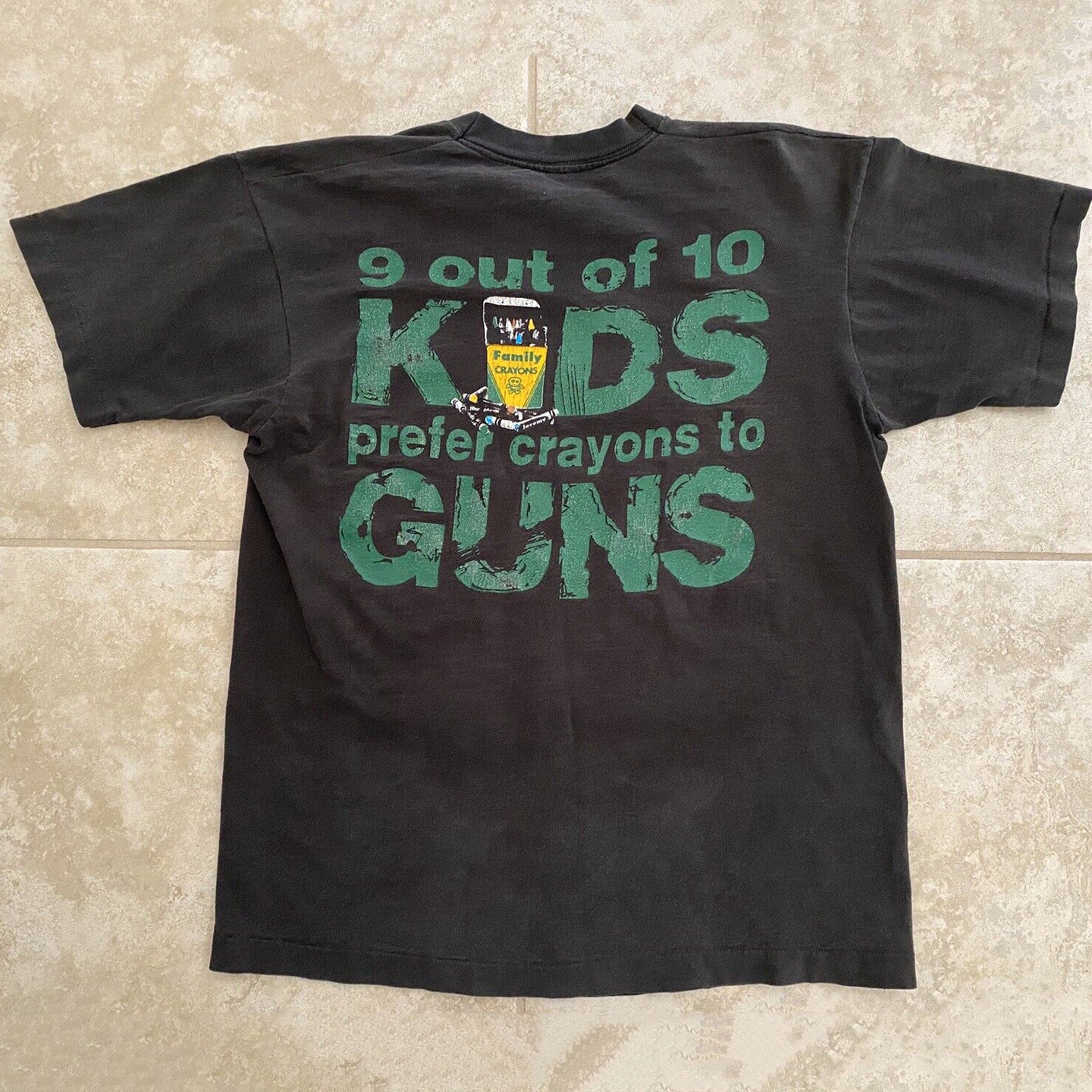 Vintage 9 Out Of 10 Kids Prefer Crayons To Guns Graphic Casual Street Basketball T-Shirt