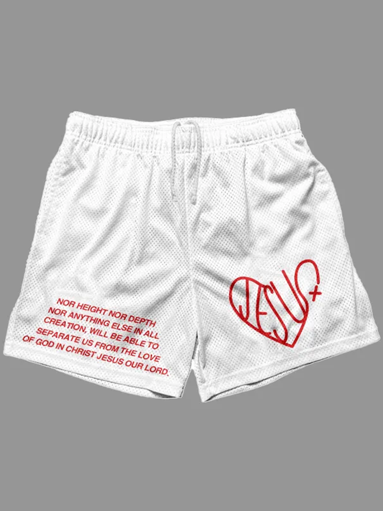 Vintage The Love Of God In Christ Jesus Our Lord Art Graphics Mesh Shorts