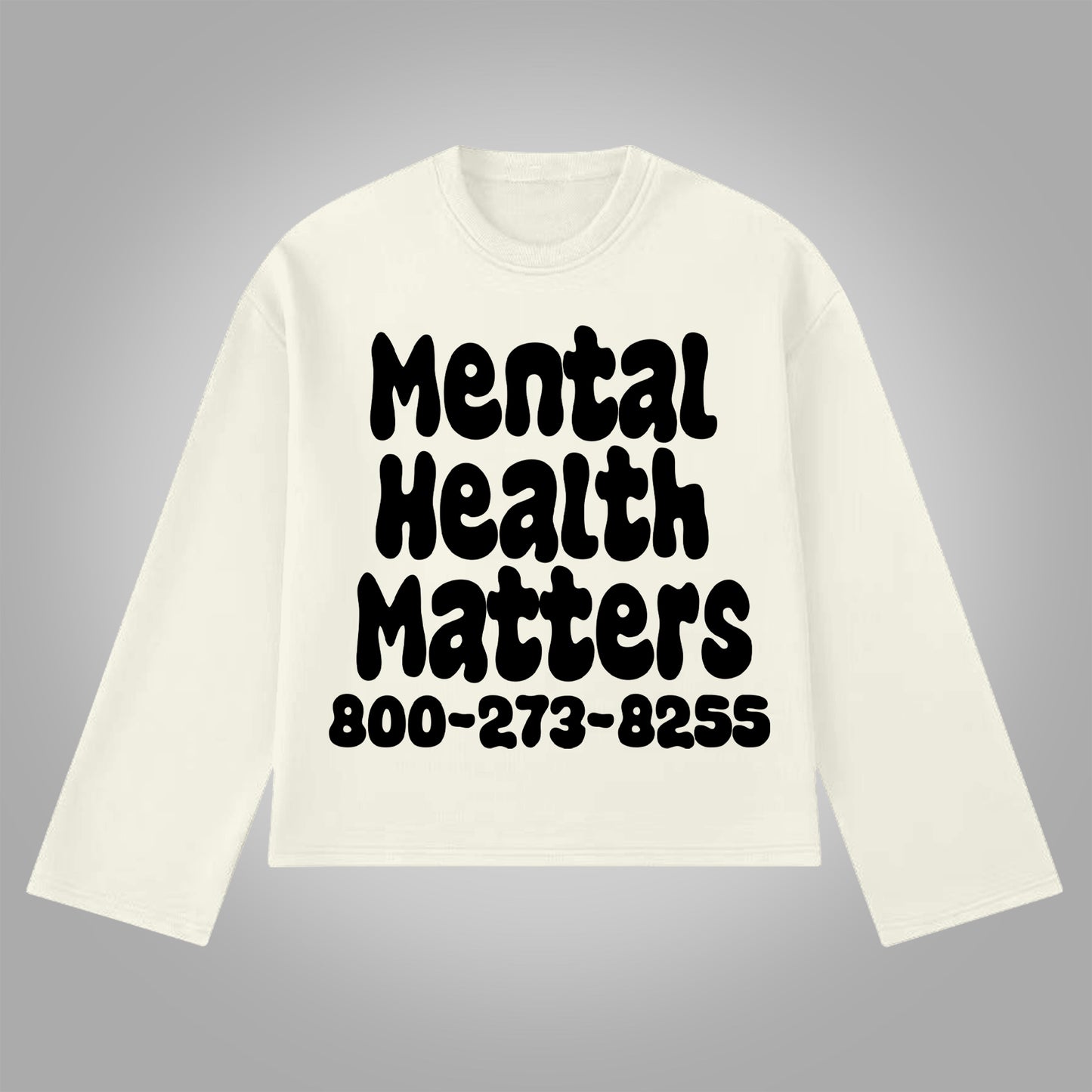 Vercoo Vintage Mental Health Matters Graphic Print Cotton Long Sleeve T-Shirt