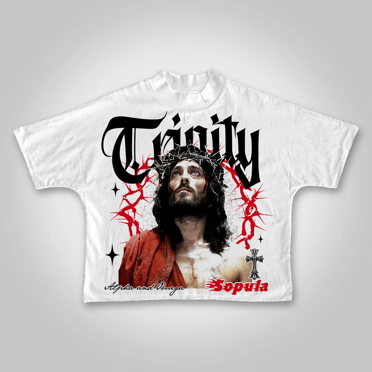 Vintage Thorn Jesus Graphic Cropped T-shirt