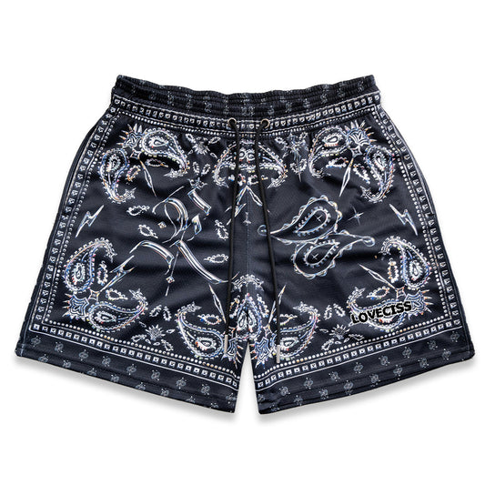 Chrome Bandana Fundamental Printing Casual Mesh Shorts