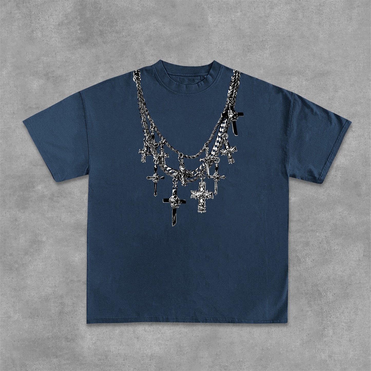 Christian & Cross Necklace Print Casual Cotton T-Shirt