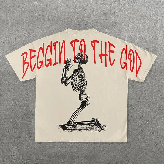 Beggin In The God Graphics Printed Cotton T-Shirt