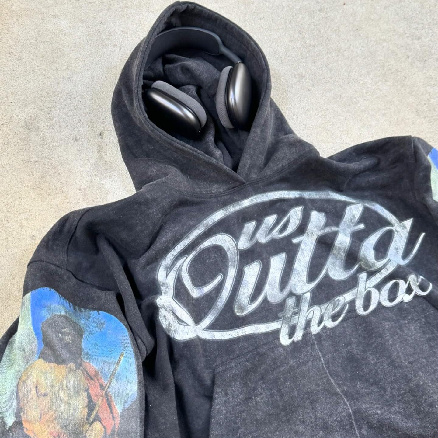 Vercoo Vintage Outta The Box Jesus Graphic Acid Washed Oversized Hoodie