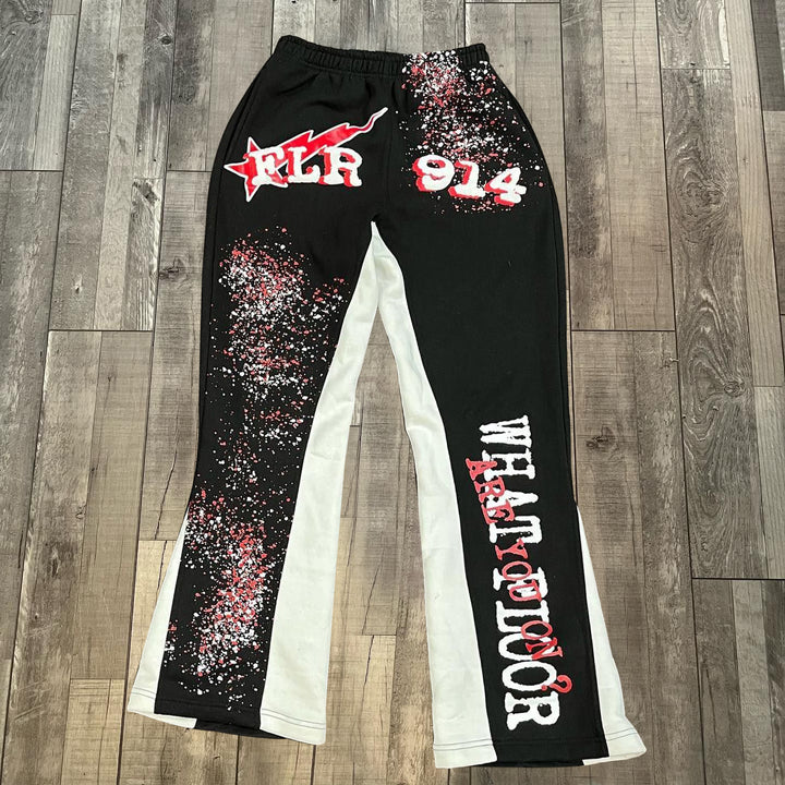 Y2k Fashion Vintage Graphic Gray Flared Sweatpants