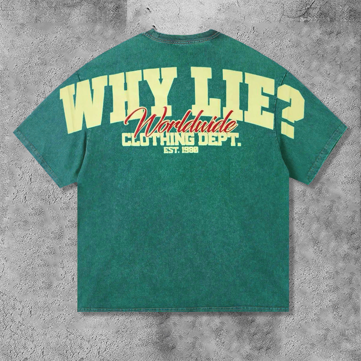 Vintage Why Lie Clothing Dept Graphic Distressed Acid Wash T-Shirt