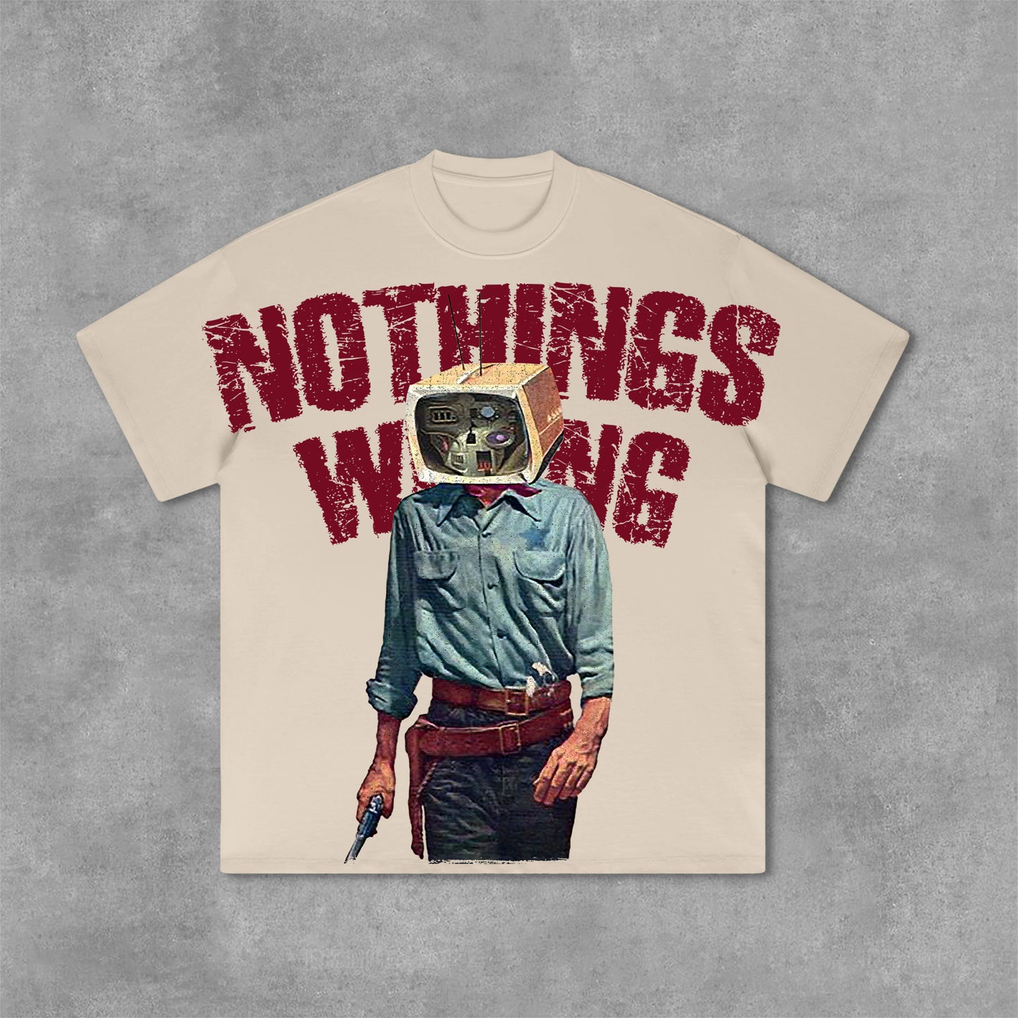 Vercoo Vintage Nothing Wrong Graphic Print Cotton T-Shirt