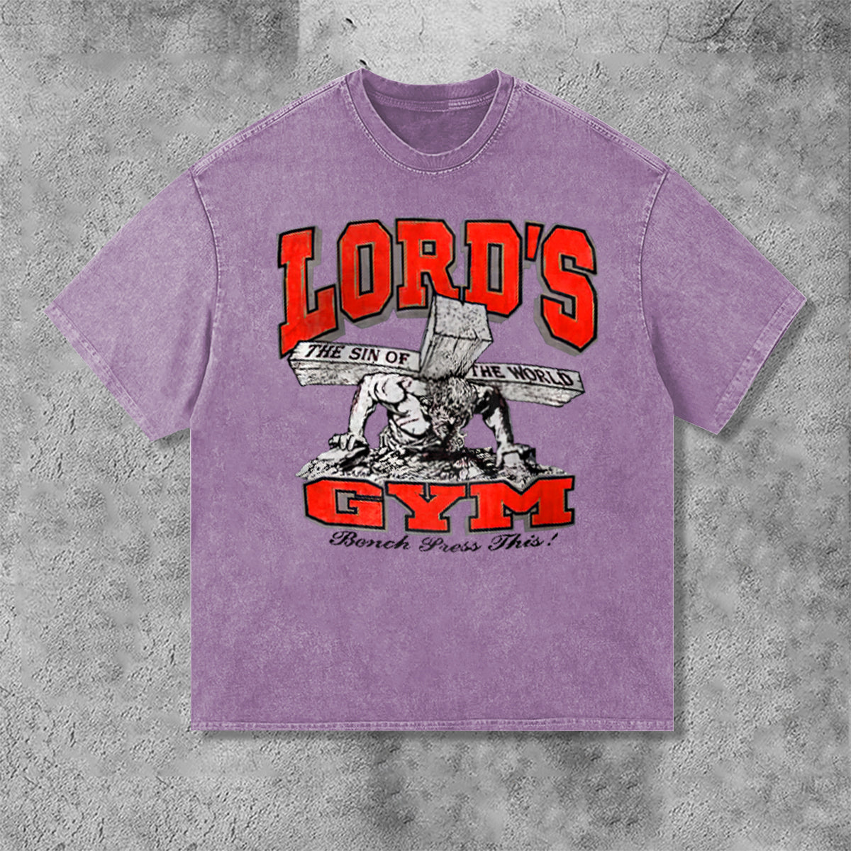 Lord's Gym Print Acid Washed T-Shirt