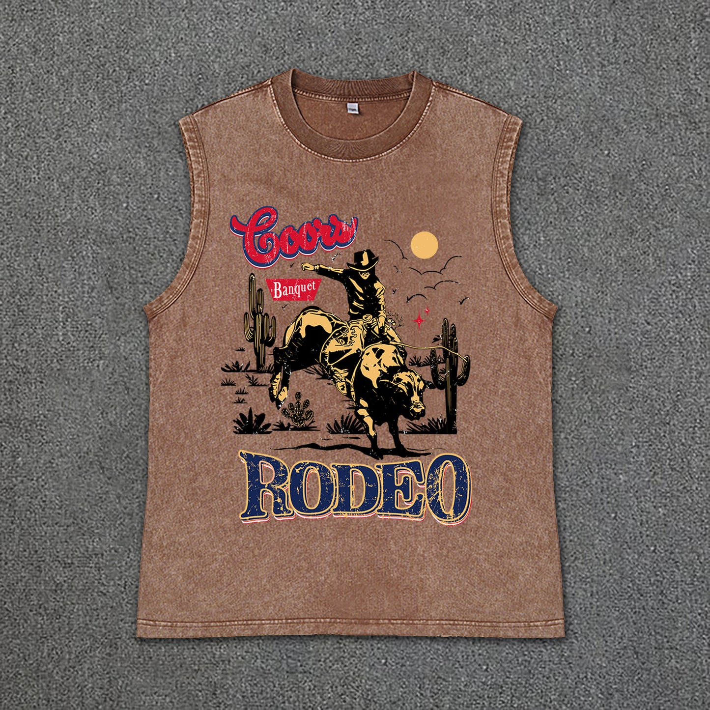 Vintage Coors Banquet Rodeo Classic Graphics Vintage Wash Sleeveless Tank Top