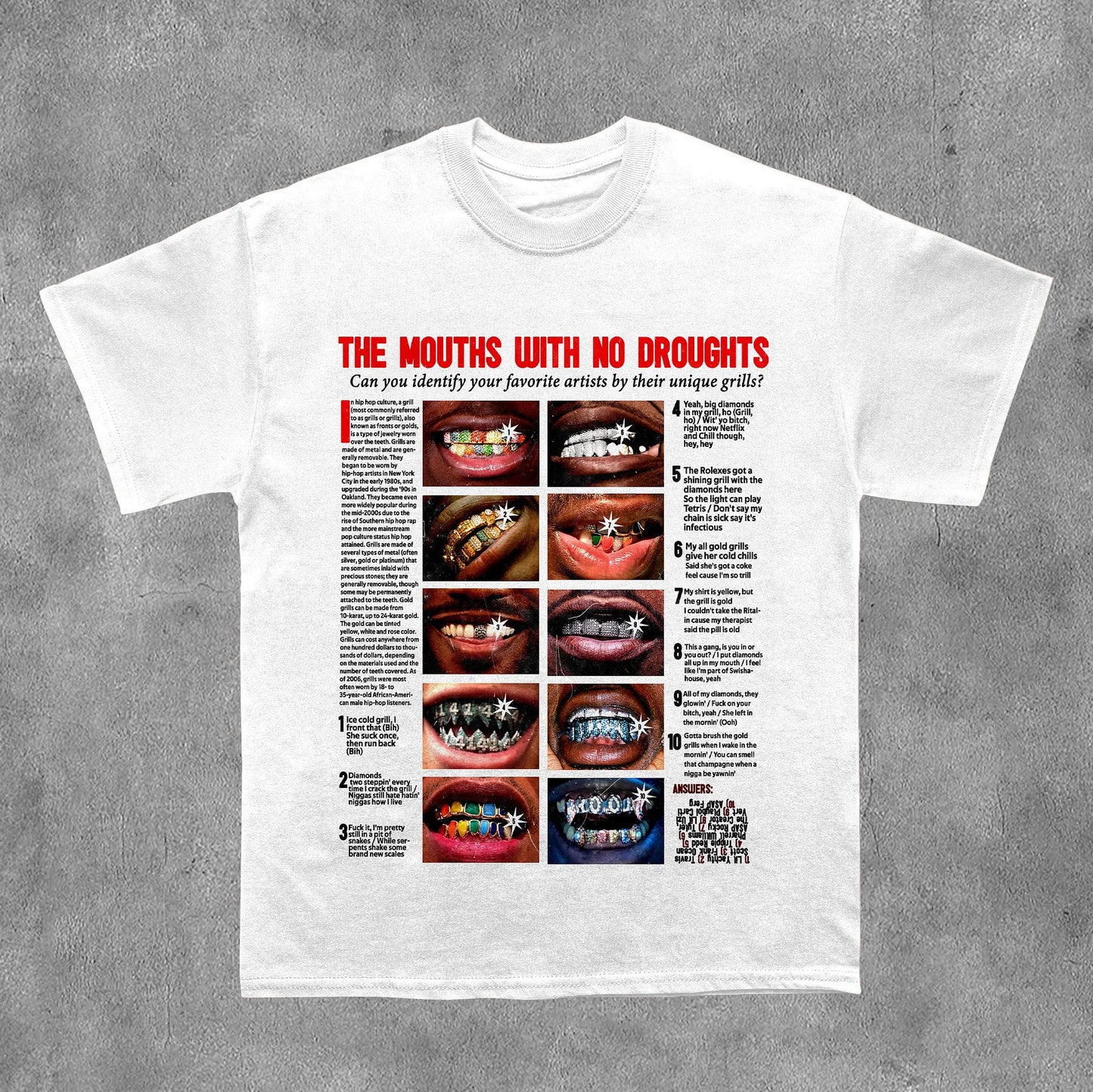 Vercoo Vintage The Mouth With No Droughts Graphic Print T-Shirt