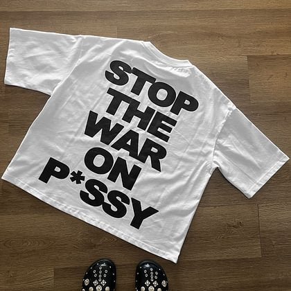 Vercoo Vintage Stop The War On P Ssy Graphic Cotton T-Shirt