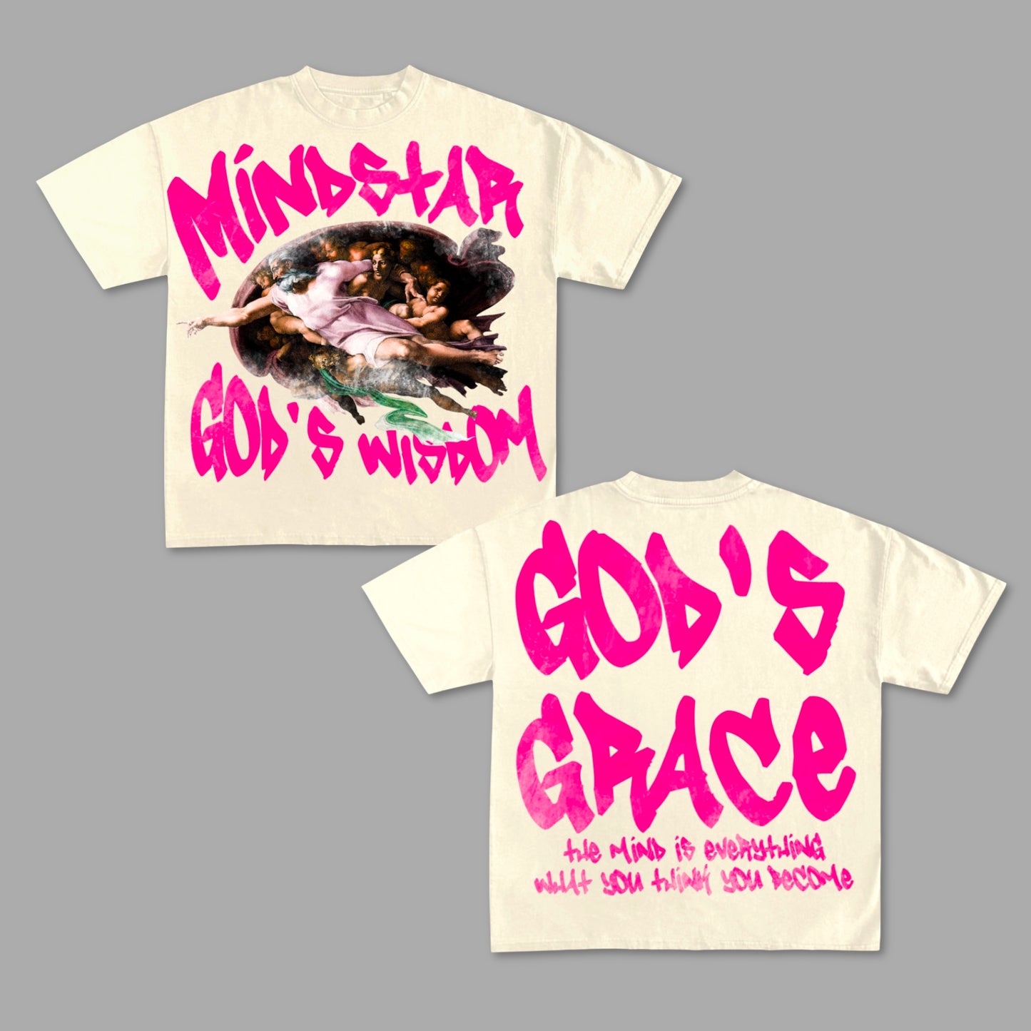 Mindstar - God's Wisdom Print Pattern Cotton T-Shirt