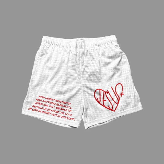 Vintage The Love Of God In Christ Jesus Our Lord Art Graphics Mesh Shorts