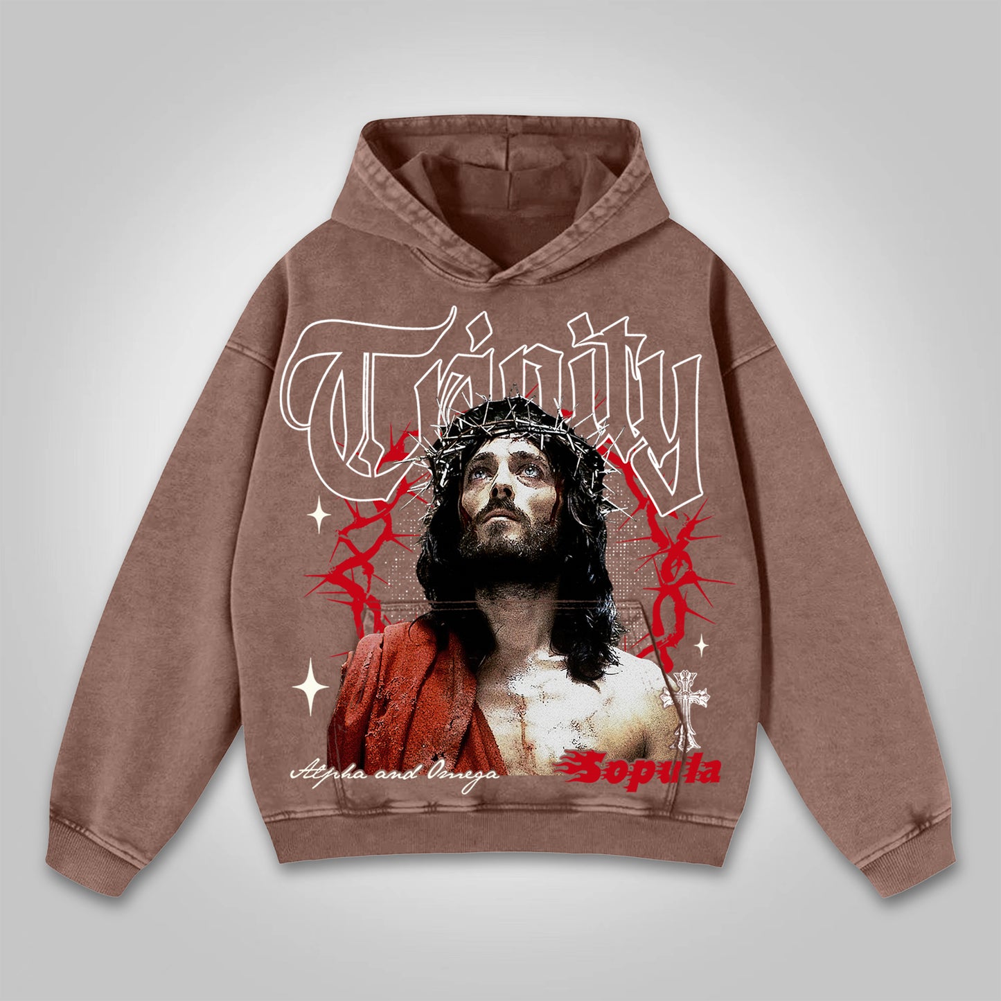 Vintage Thorn Jesus Graphic Washed Hoodie