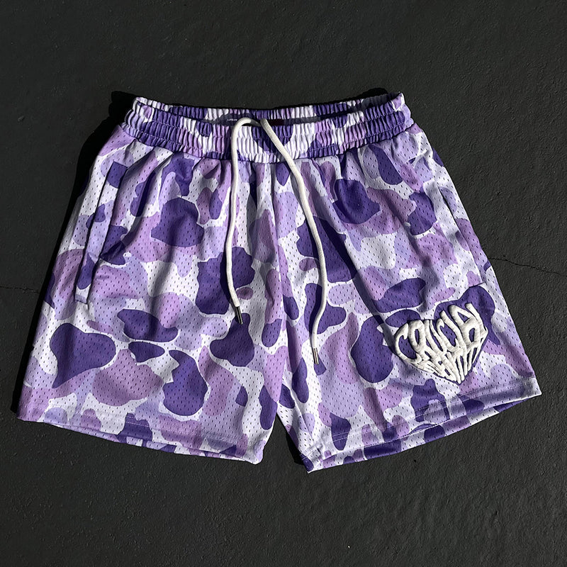 Camo Puff Printed Mesh Shorts