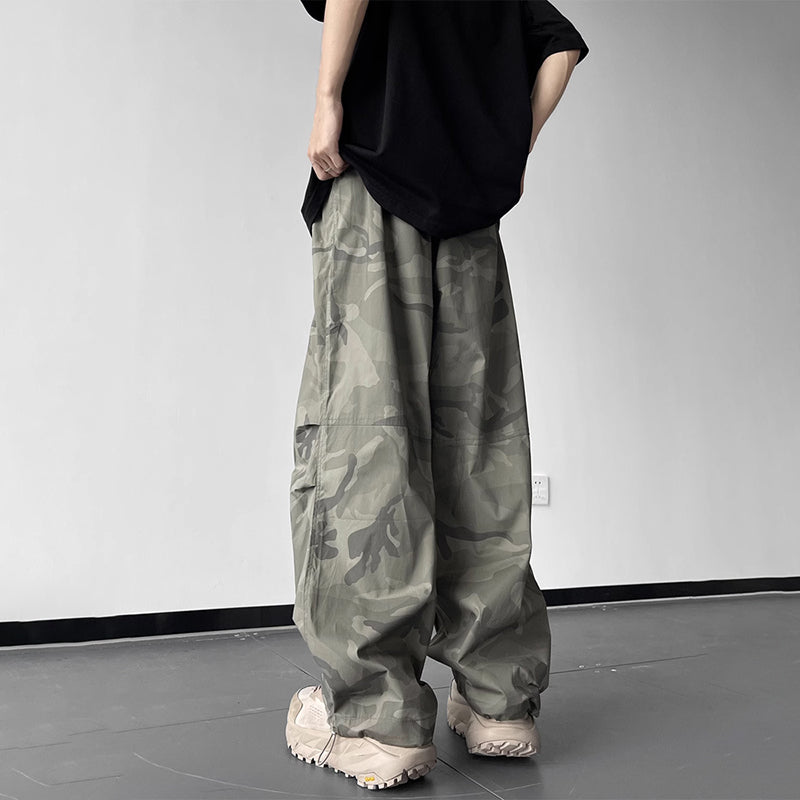 American Hiphop Trendy Camouflage Functional Wide-Leg Paratrooper Pants