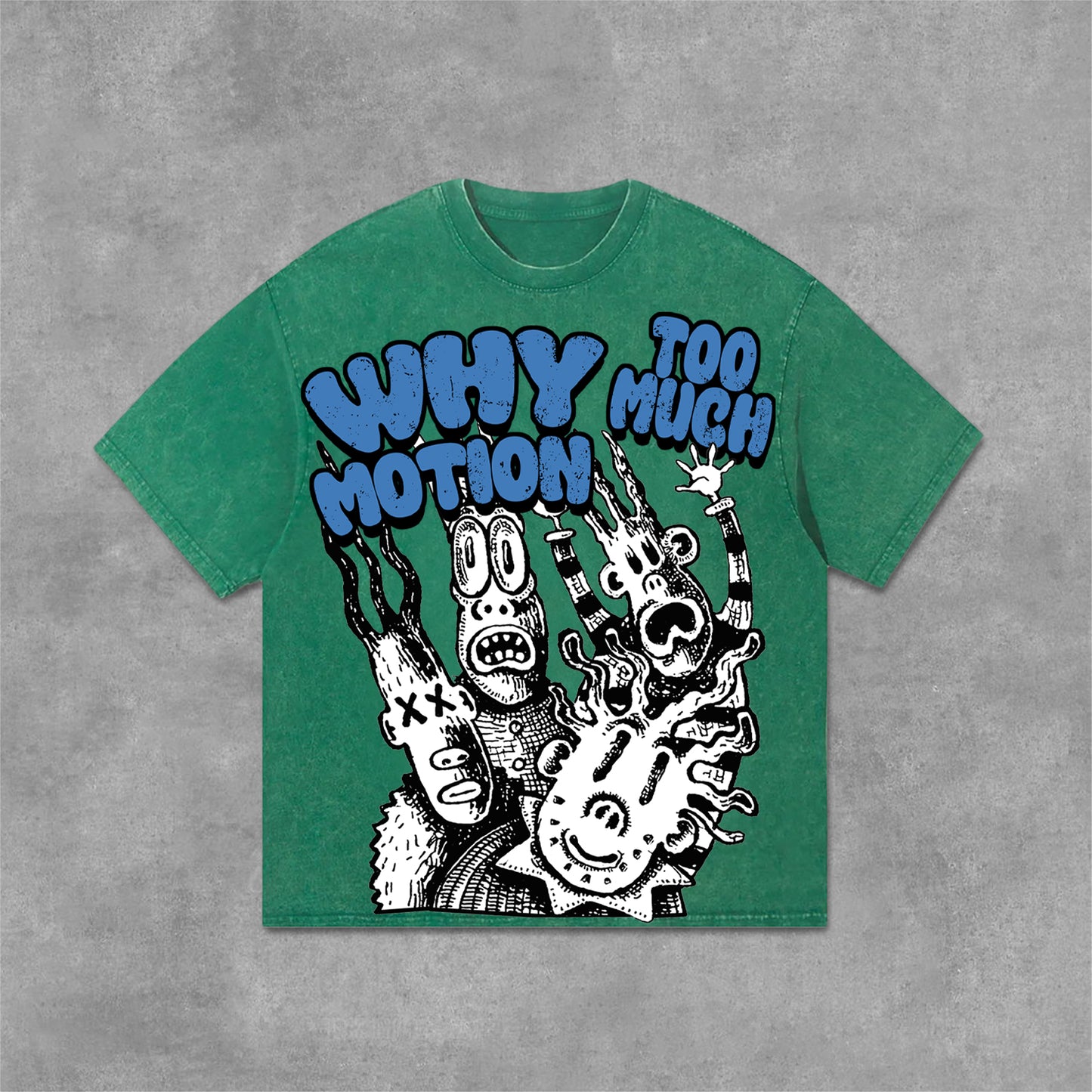 Vintage Why Too Much Motion Graphic Print Acid Washed Street T-Shirt