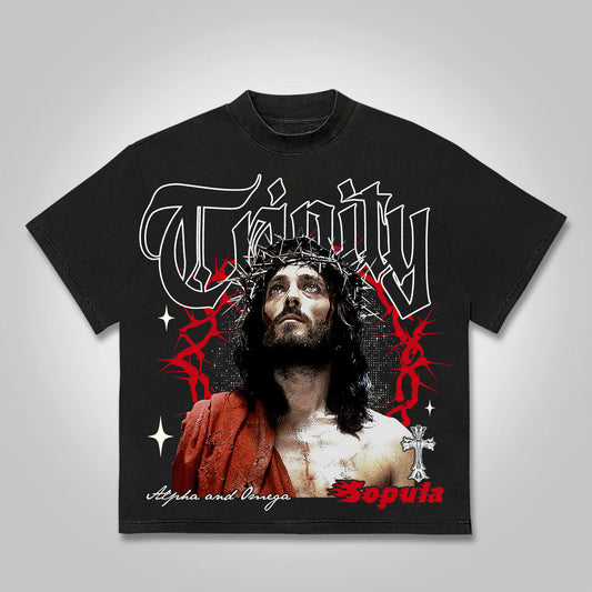 Vintage Thorn Jesus Graphic Cotton T-shirt