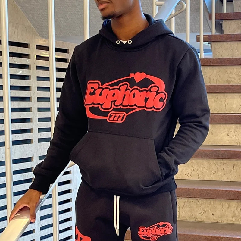 Euphoric Puff Print Graphic Pullover Hoodie