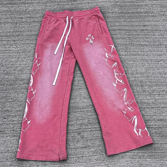 Vintage Cross Graphic Acid Washed Flared Sweatpants