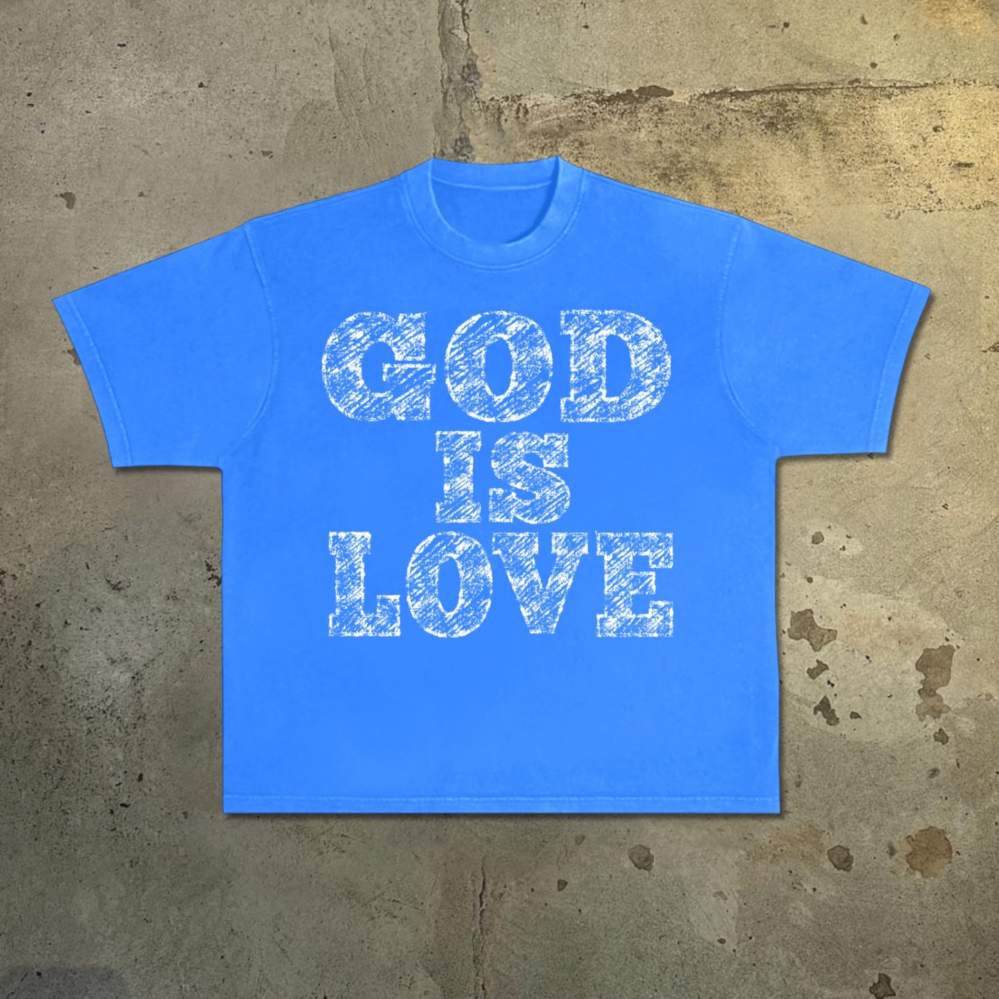 Men's God Is Love - Draft Font Print Acid Washed T-Shirt