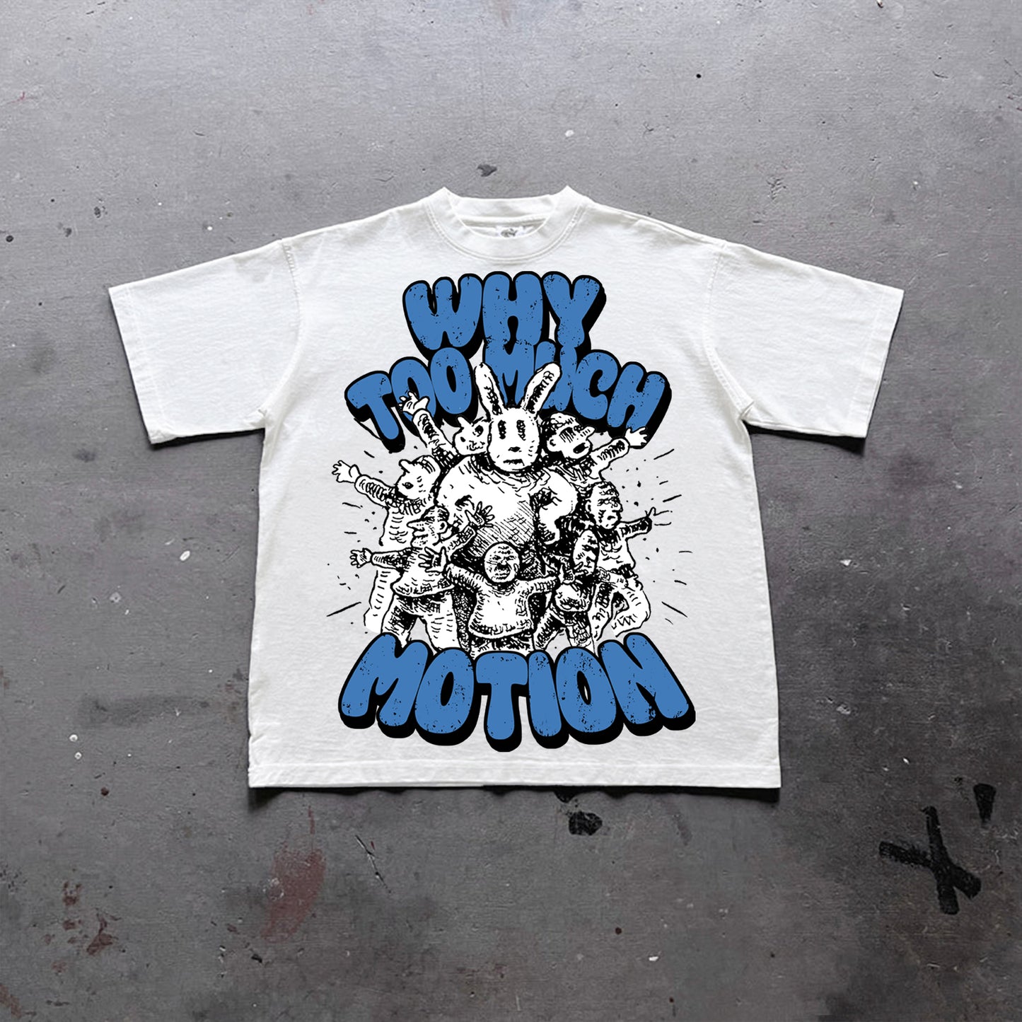 Vintage Why Too Much Motion Graphic Print Cotton T-Shirt