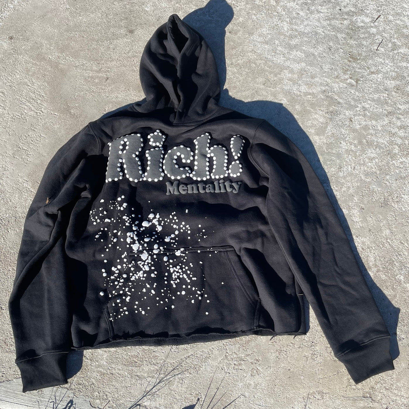 Vintage Unisex Rich Mentality Graphic Oversized Hoodie