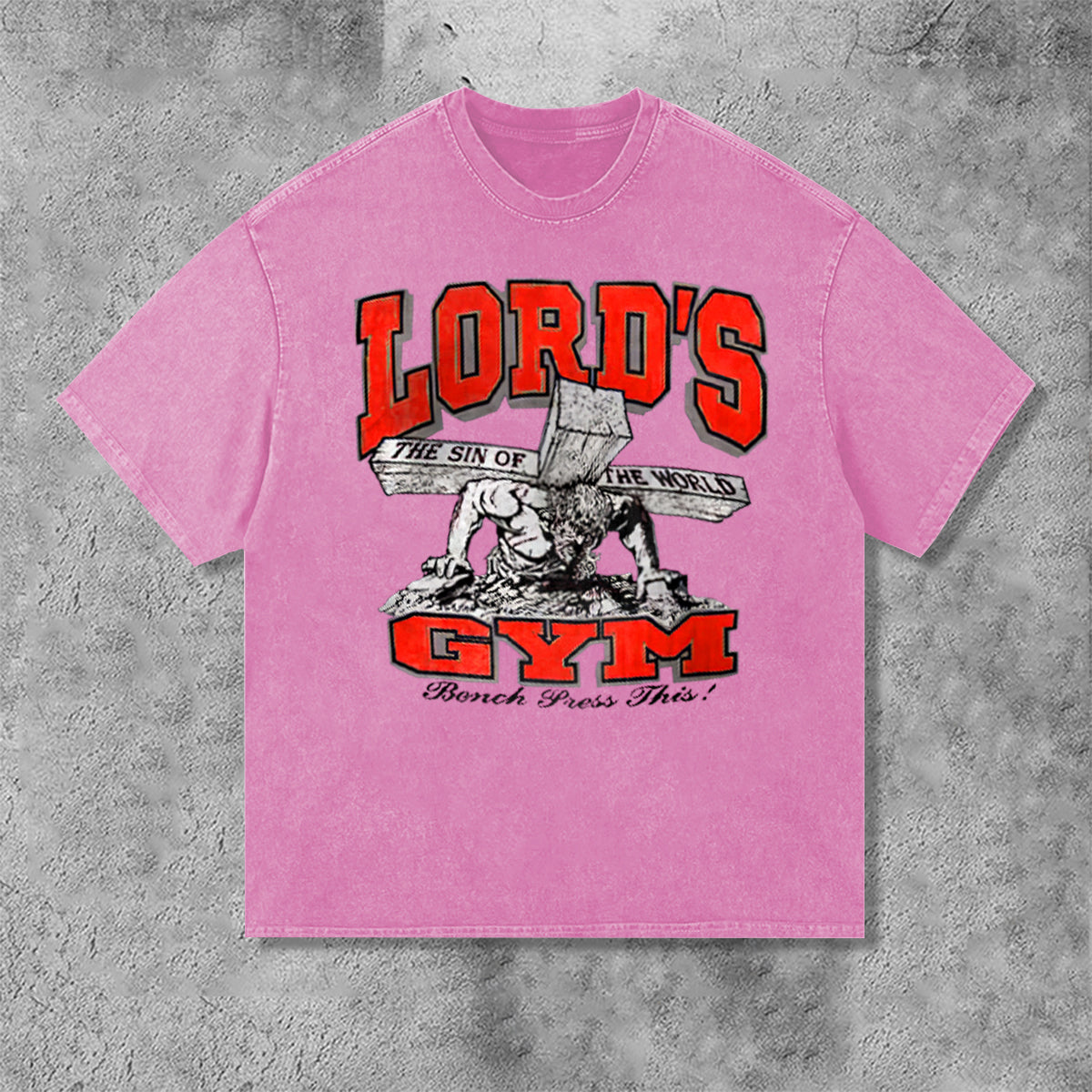 Lord's Gym Print Acid Washed T-Shirt