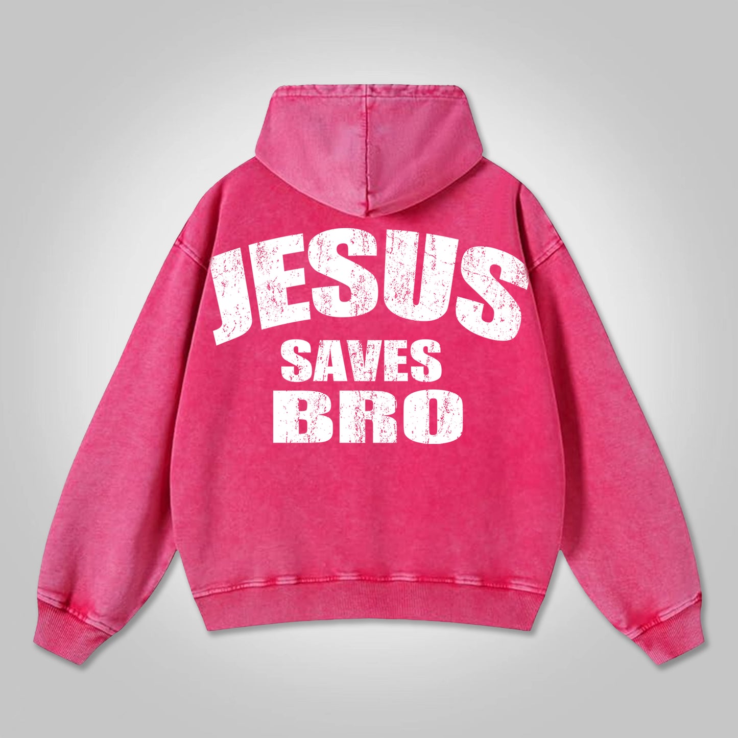 Vercoo Vintage Jesus Saves Bro Print Washed Hoodie