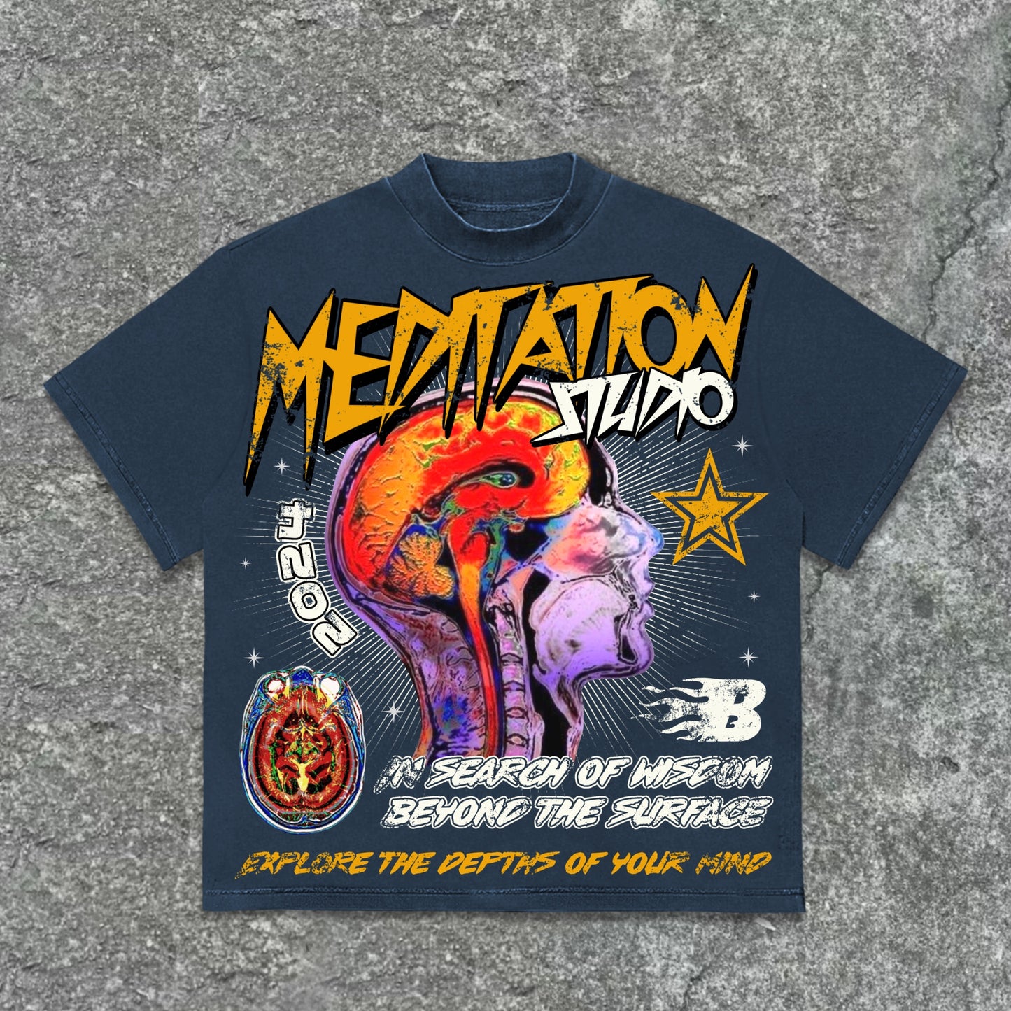 Meditation Following The Heart Retro Graphic Cotton T-Shirt