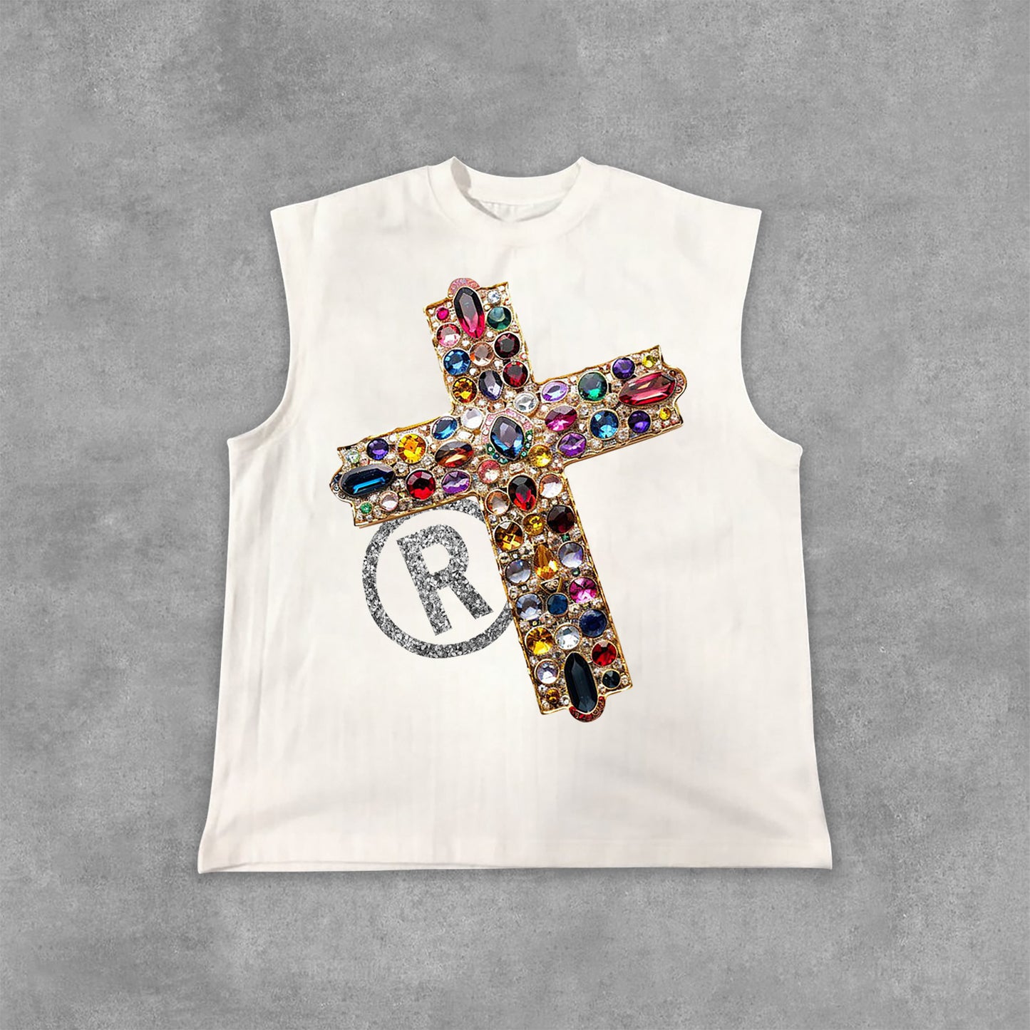 Diamond Cross Graphic Print Casual Cotton Tank Top