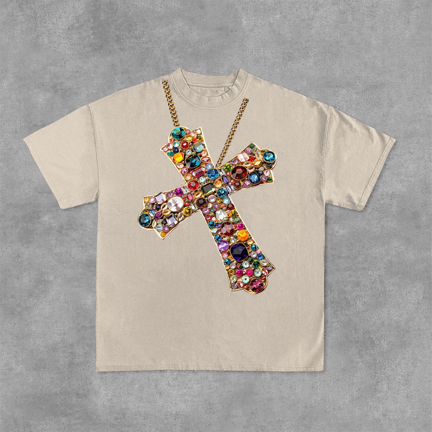 Diamond Cross Graphic Print Cotton T-Shirt