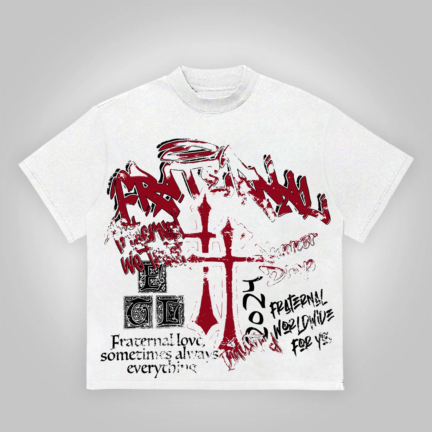 Vintage Fraternal Double Cross Graphic Cotton T-Shirt