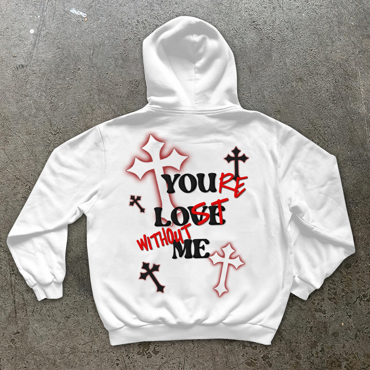 Faith Cross X You Re Lost Without Me Long Sleeve Fleece-Lined Hoodie