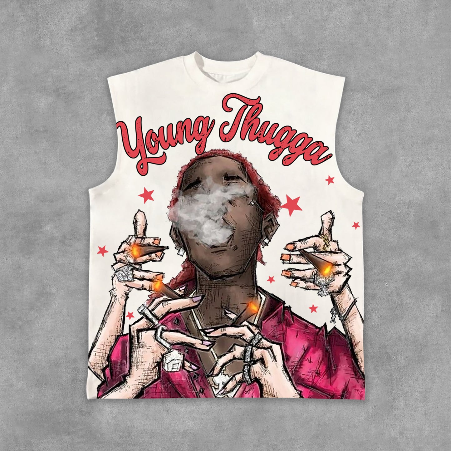 Young Thugga-Luh Lattt Graphics Print Cotton Tank Top