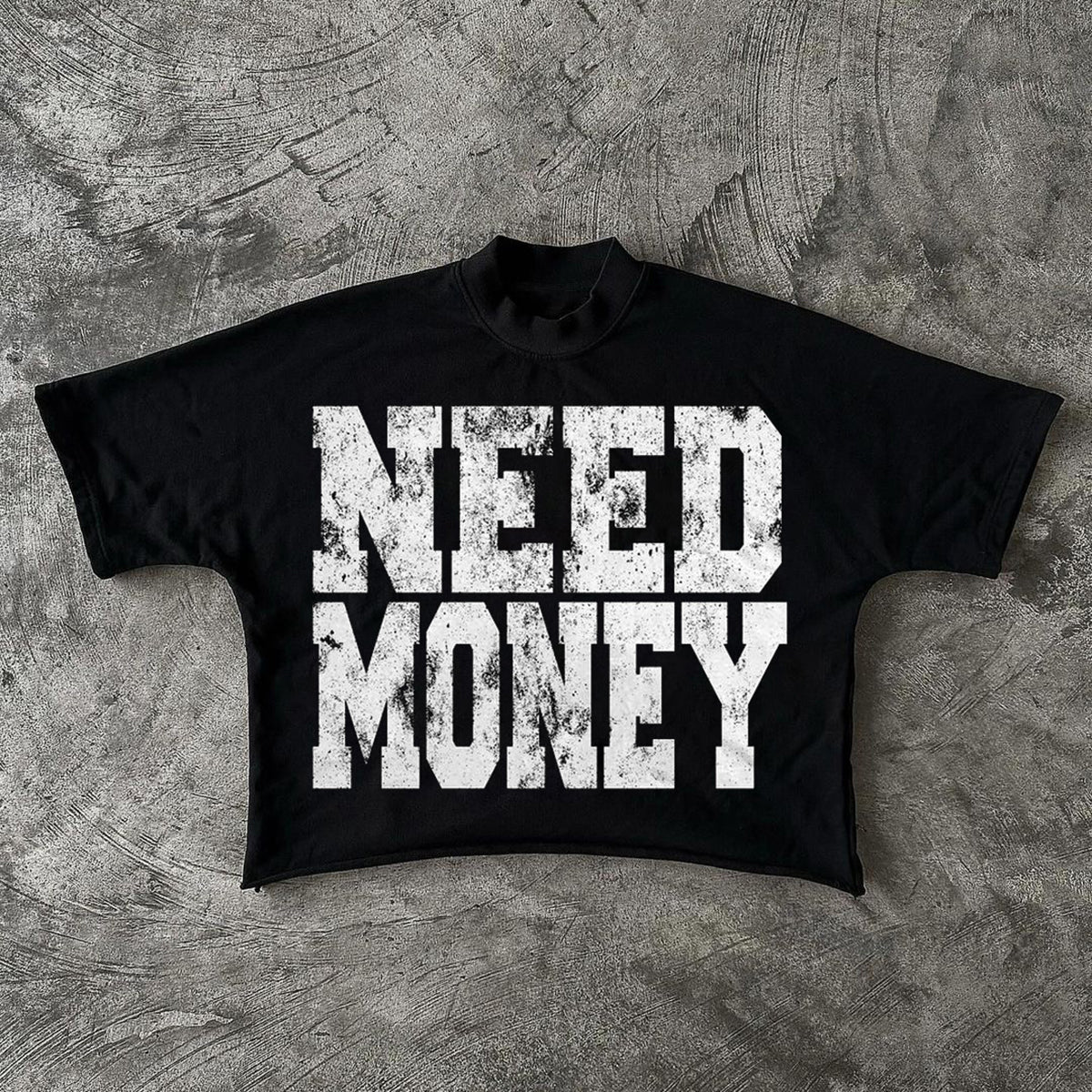 Vercoo Young Boy Need Money Graphics Cotton Cropped T-Shirts