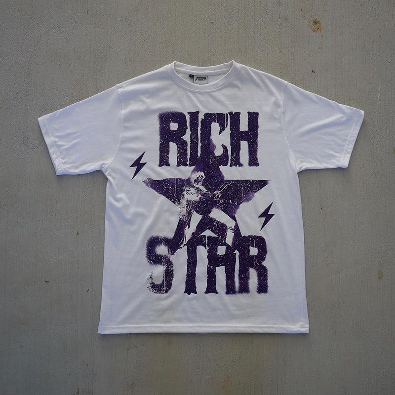 Vercoo Vintage Rich Star Art Graphic Print T-Shirt