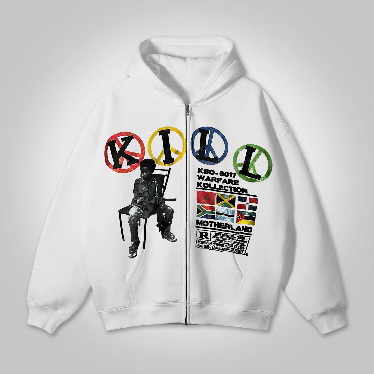 Vintage Kill Graphic Hip Hop Oversized Zip Up Hoodie