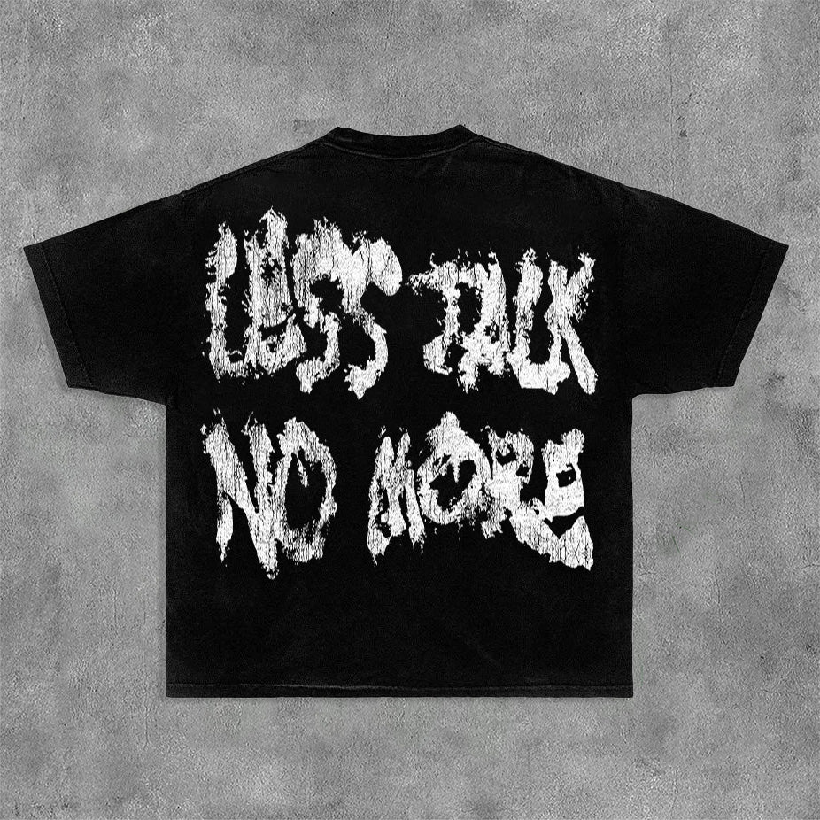 Less Talk No More Lips Graphics Printed Cotton T-Shirt