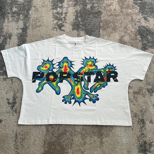 Y2k Popstar Print Graphic Cropped T-Shirts