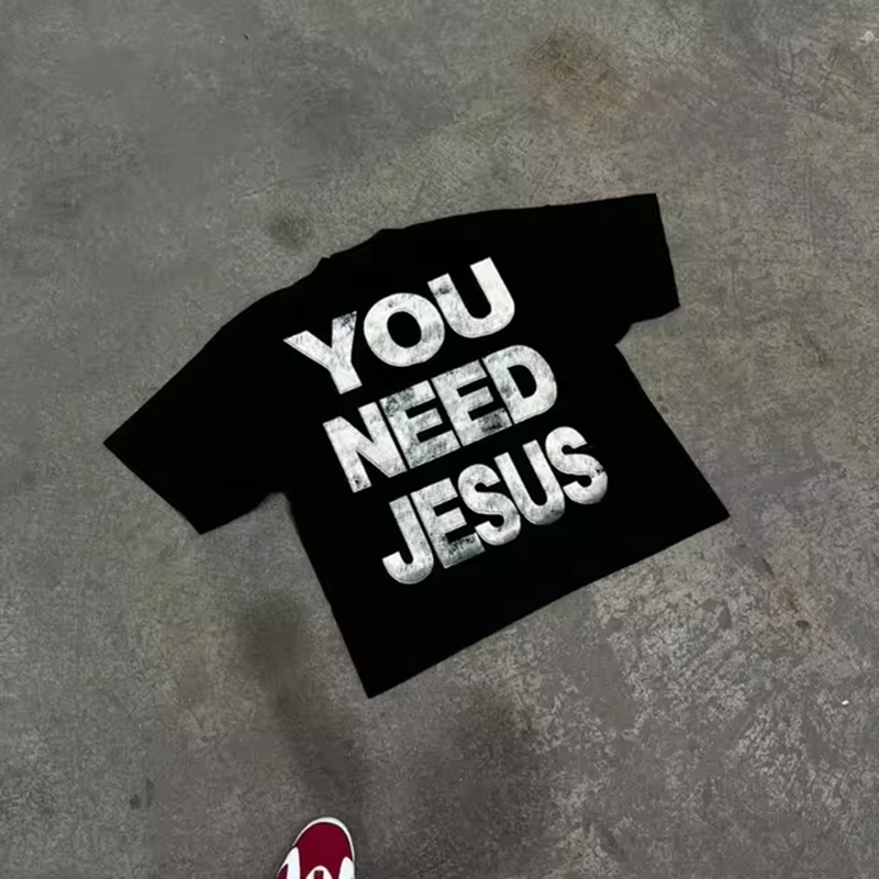 Vintage You Need Jesus Graphic 100% Cotton Short Sleeve T-Shirt