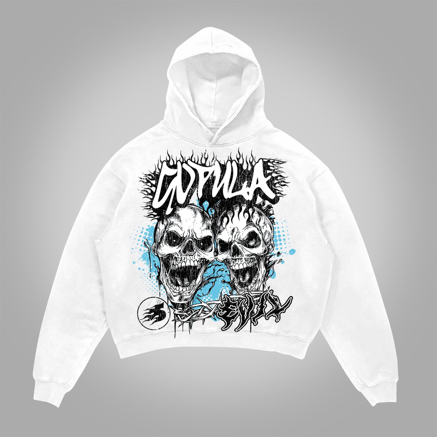 Vercoo You Better Know Evil Skull Graphic Pocket Hoodie