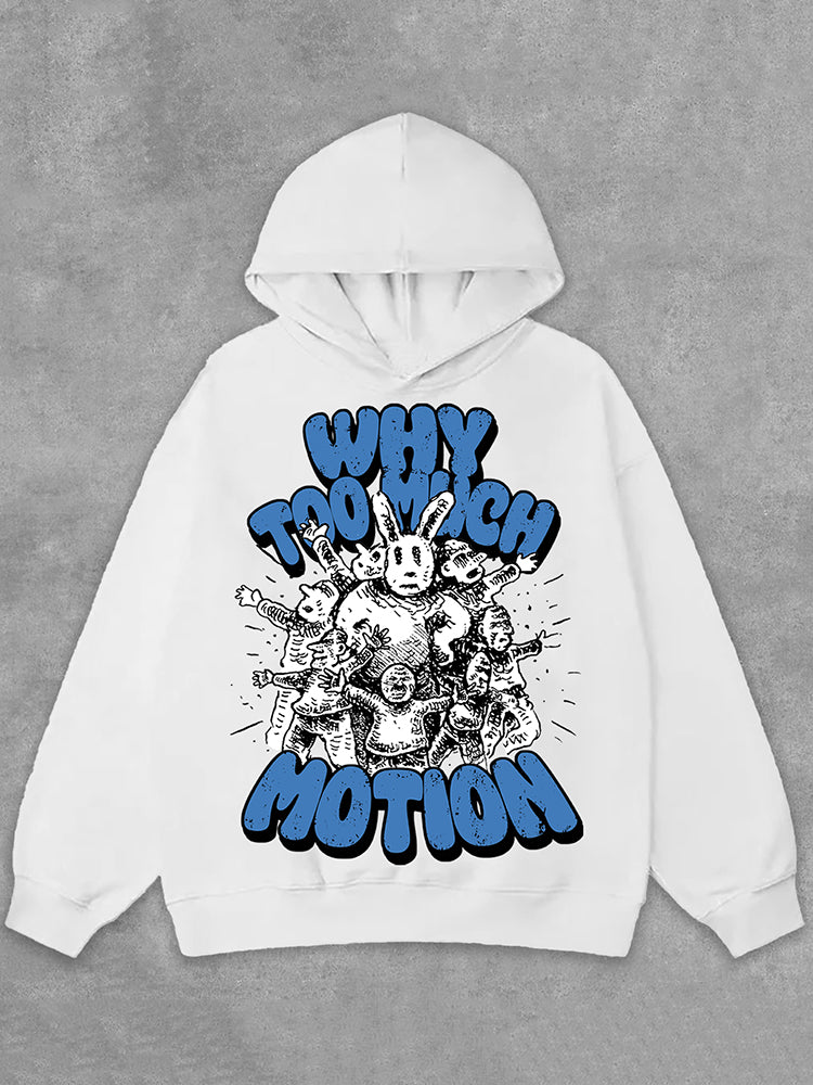 Men's Why Too Much Motion Graphic Print Side Pockets Hoodie