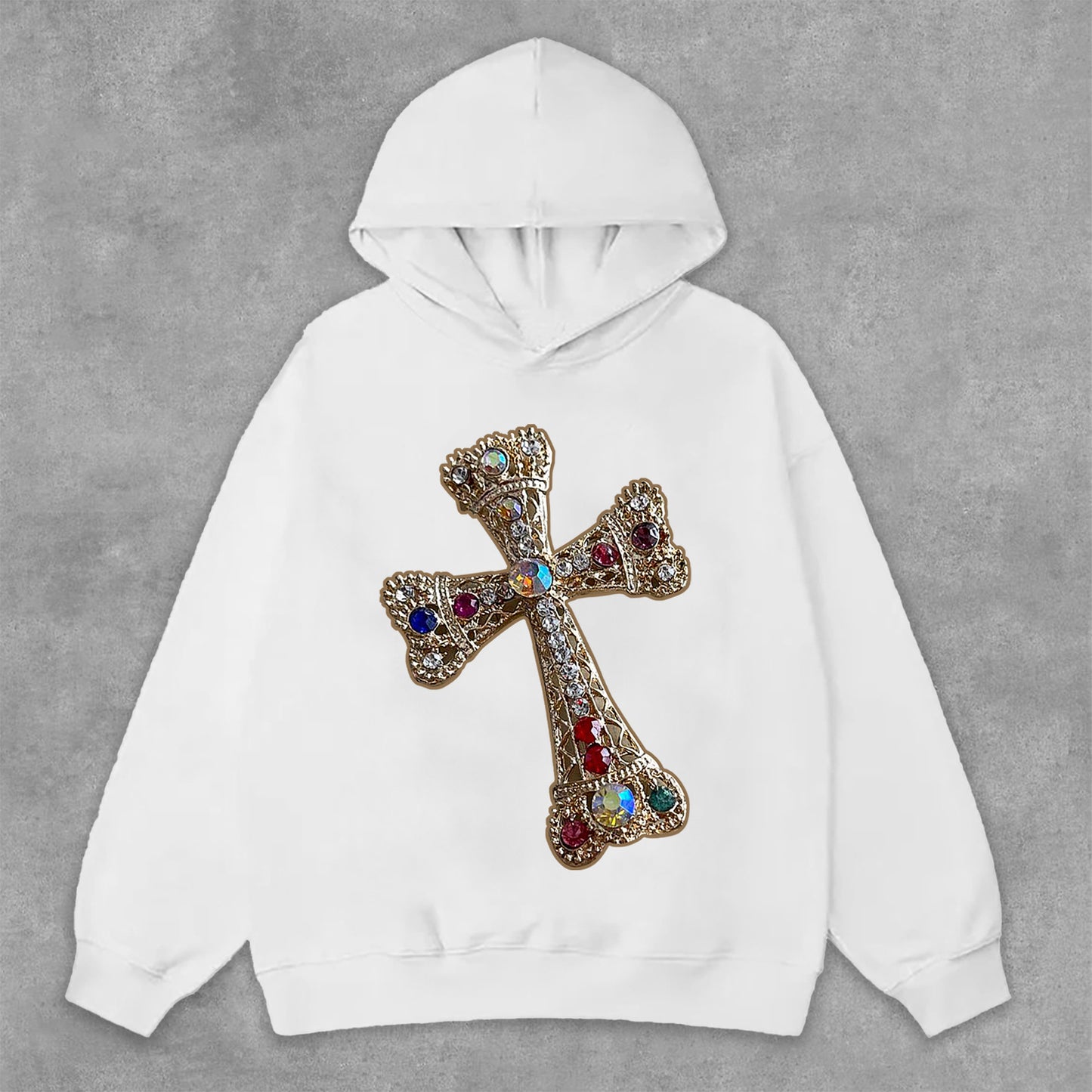 Diamond Cross Graphic Print Side Pockets Hoodie