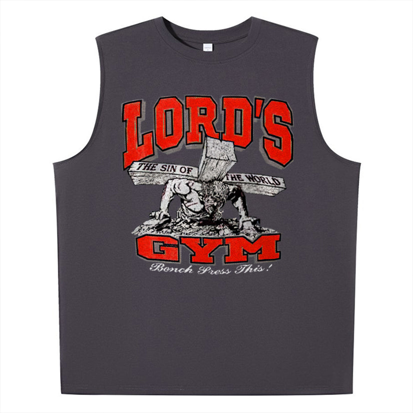 Lord's Gym God Print Cotton Casual Tank Top