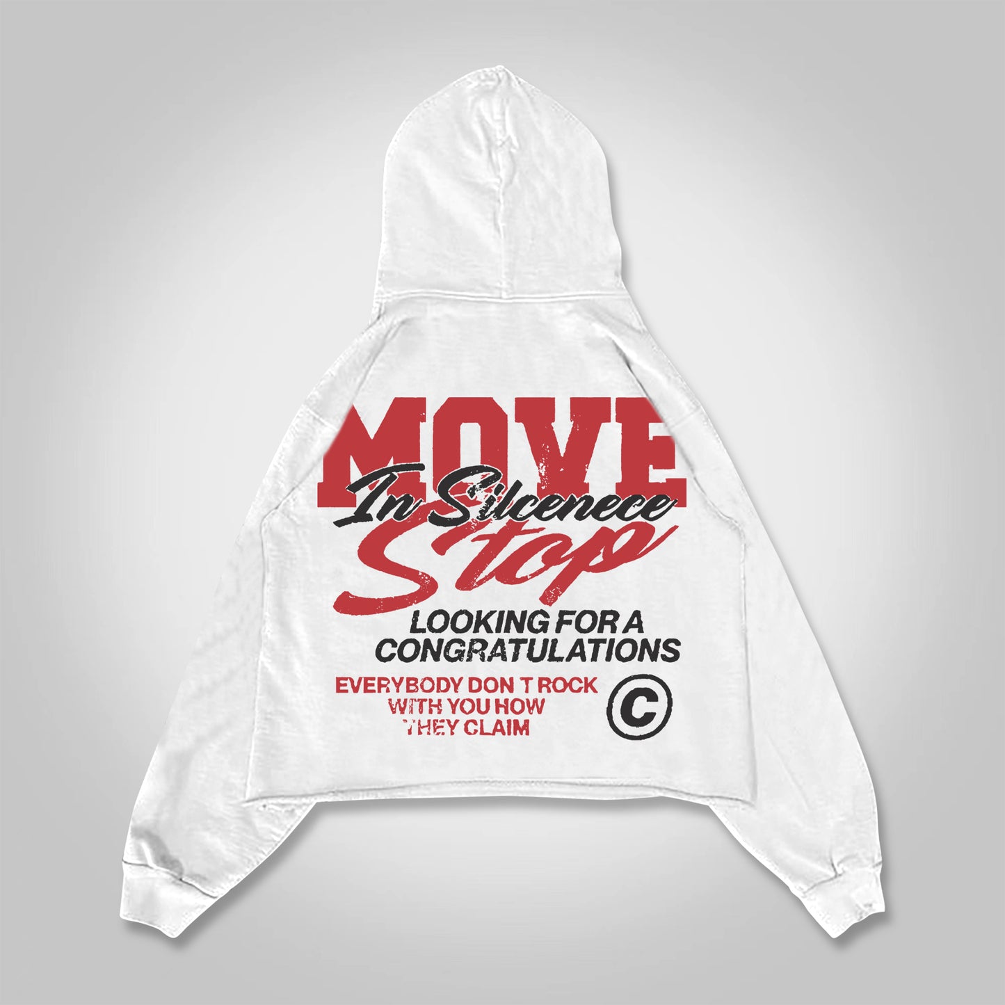 Vercoo Vintage Move Stop In Silence Graphics Pocket Hoodie