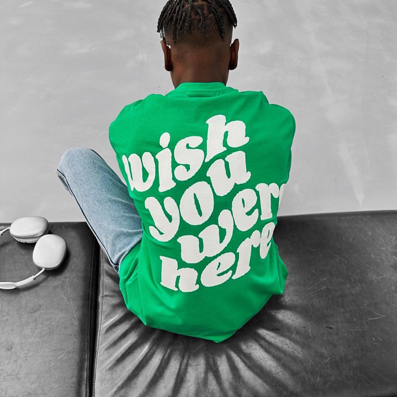 Vercoo Wish You Were Here Graphic Print T-Shirt