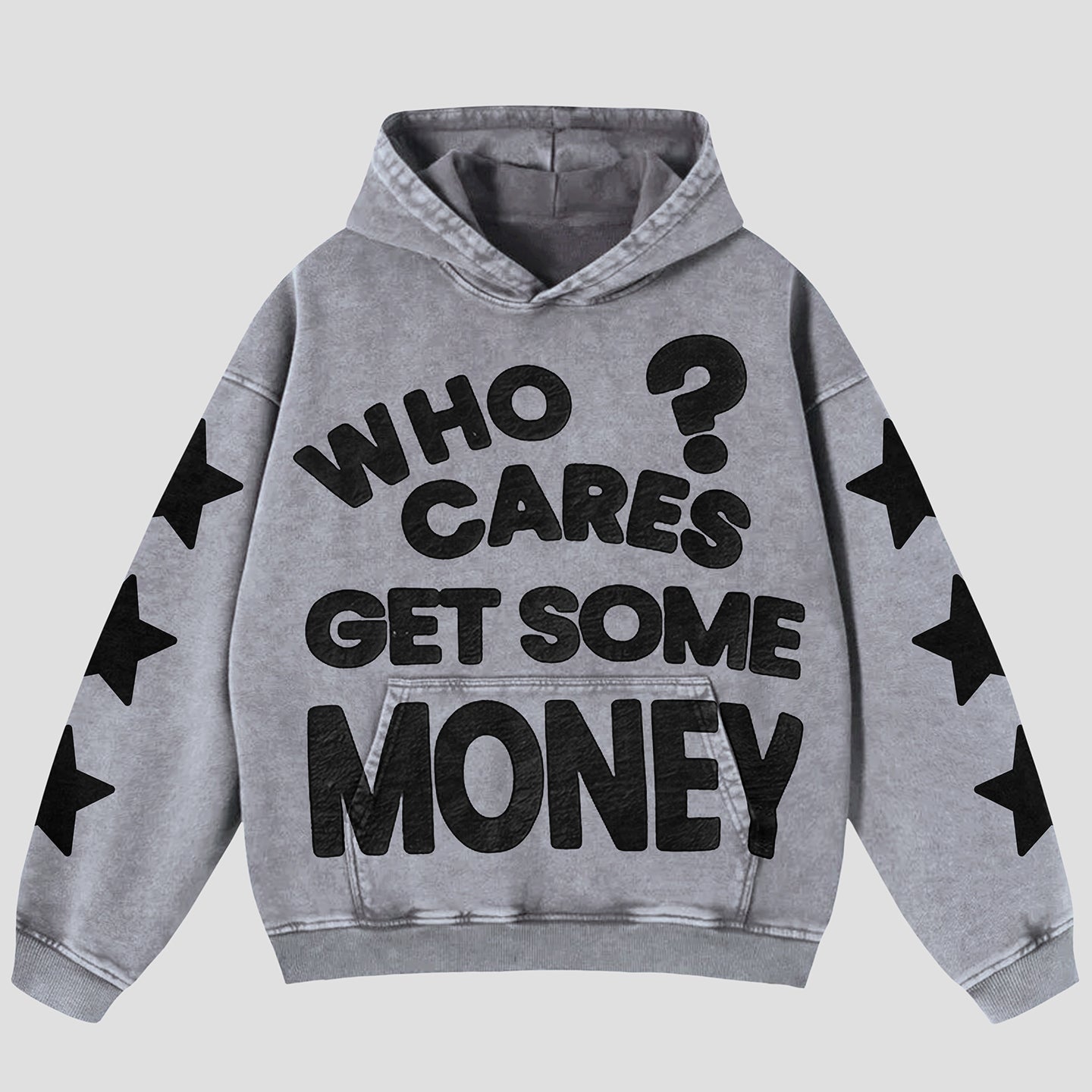 Vintage Chasing Money Graphic Acid Washed Oversized Hoodie