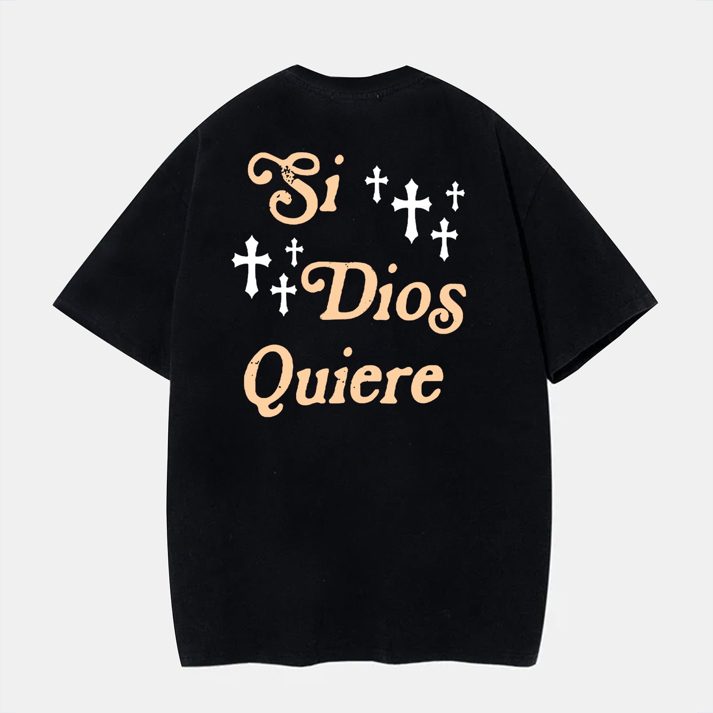 Men's Casual Si Dios Quiere Printed Cotton Short T-Shirt